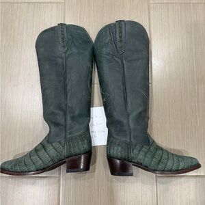 Tecovas Kristopher Brock Abby sueded crocodile boots 8b